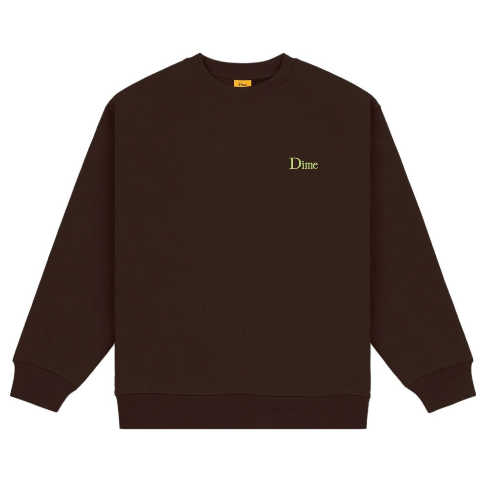 Dime: Classic Small Logo Crewneck, Deep Brown | Beyond Skate